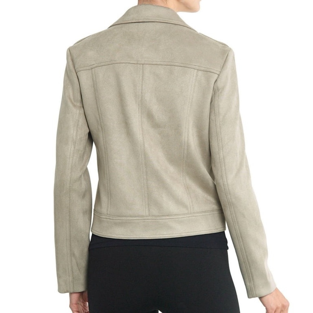 PHILOSOPHY Faux Leather/Suede Zip Up Moto Bomber Jacket Size XS in Taupe - Picture 2 of 15
